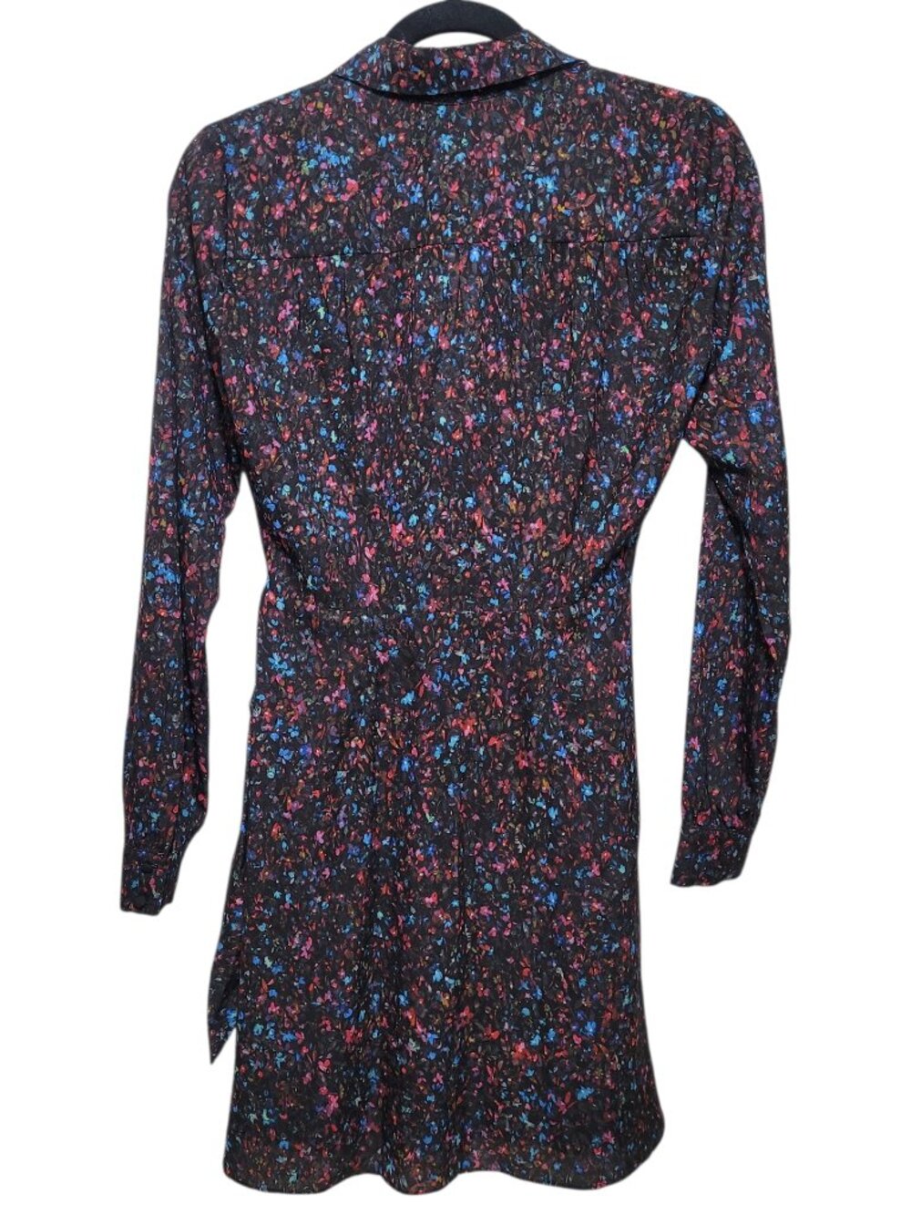 Parker Mini Ditsy Floral Long Sleeve Wrap Shirt Dress Black Multi XS Whimsigoth - Picture 2 of 10